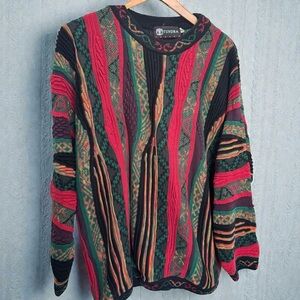 Vintage Tundra Textured Knit Sweater — Coogi-Style 90s Grunge Chunky Jumper L